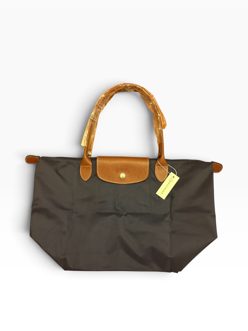 Longchamp Navy Blue  Tote with Tan Leather Trim